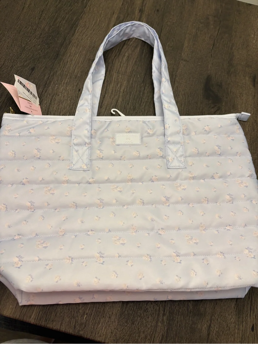 LoveShackFancy Light Lavender Quilted Floral Tote